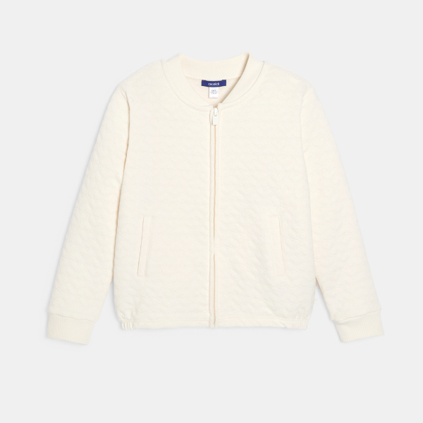 سويت شيرت أبيض مبطن مرسوم عليه قلب للفتيات